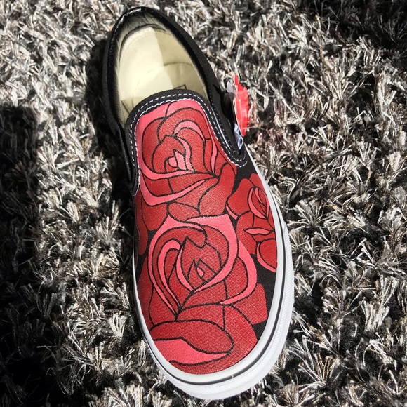 Vans Shoes - Custom rose painted shoes